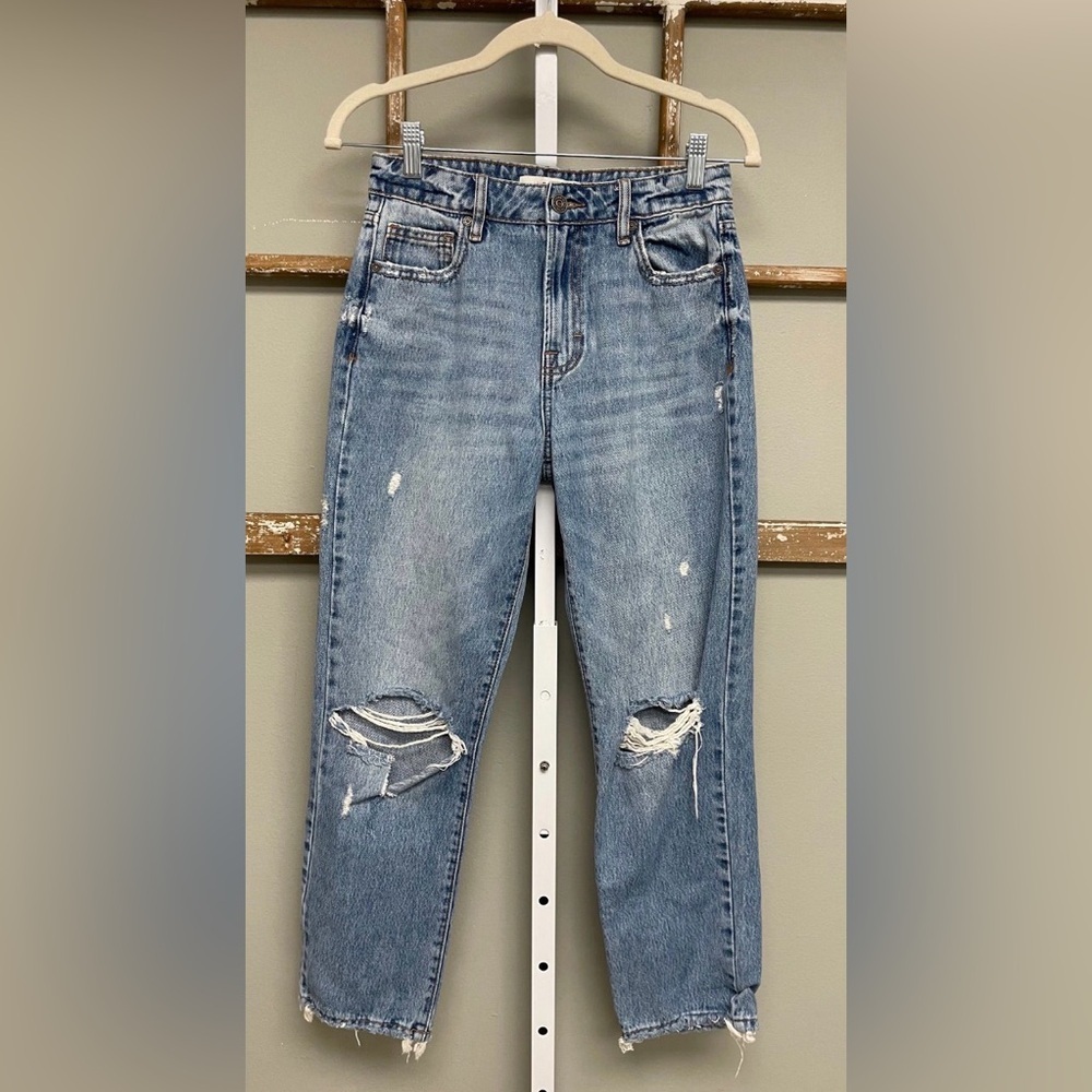HIDDEN Los Angeles Ella High Rise Distressed Straight Leg Jeans Size 24